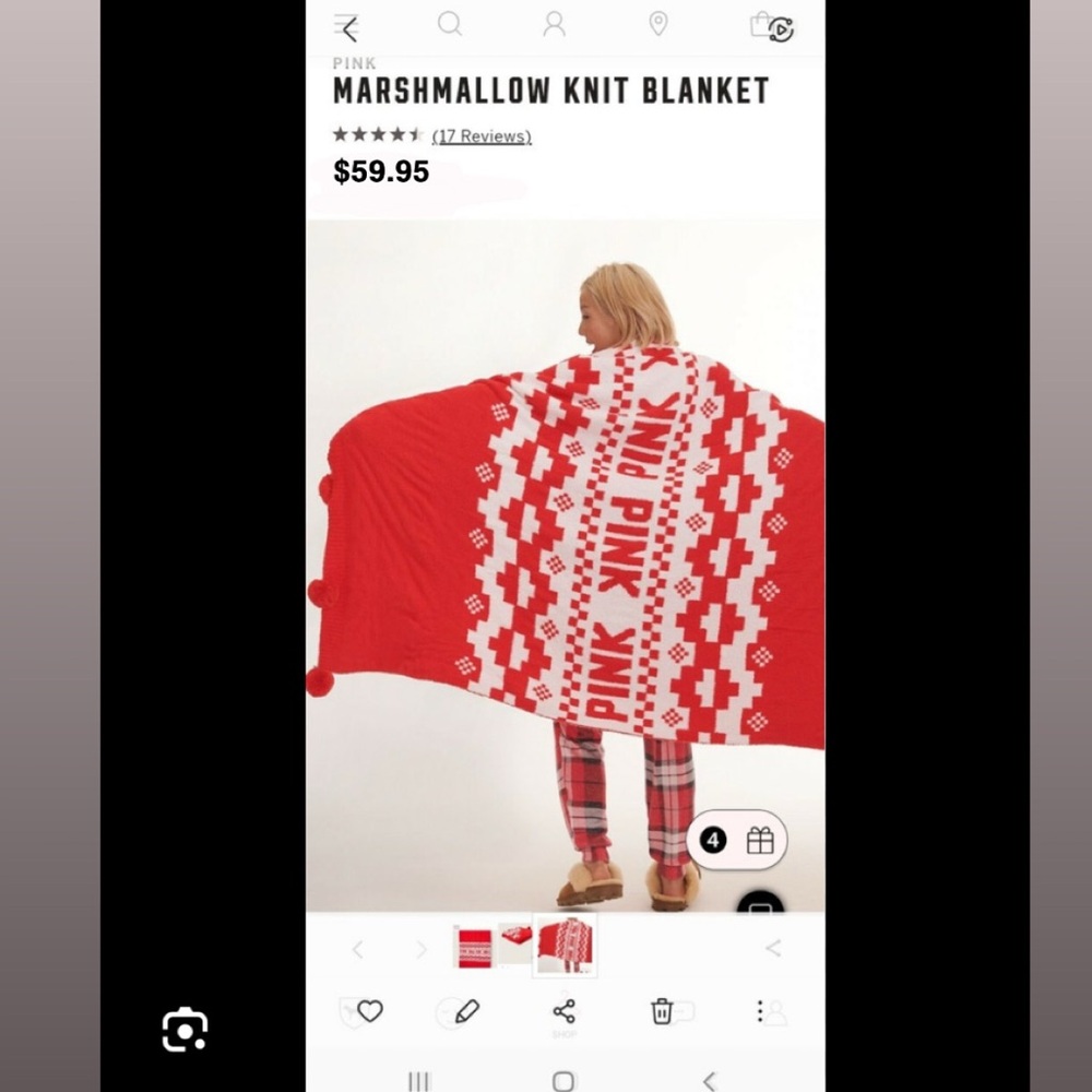 PINK Victoria's Secret Pink and Red Cozy Bedding Shrug